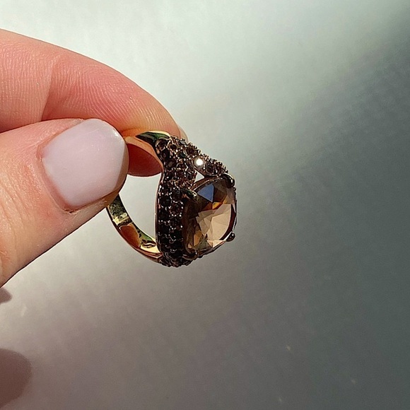 Swarovski champagne color crystal cocktail ring - Picture 7 of 15